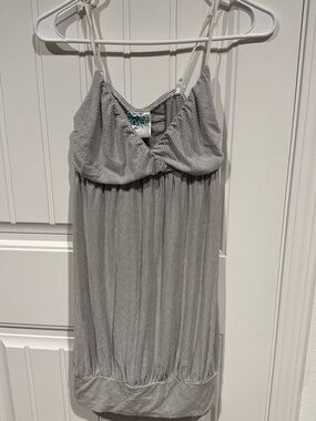 Velvet Striped Chemise in Gray and White
